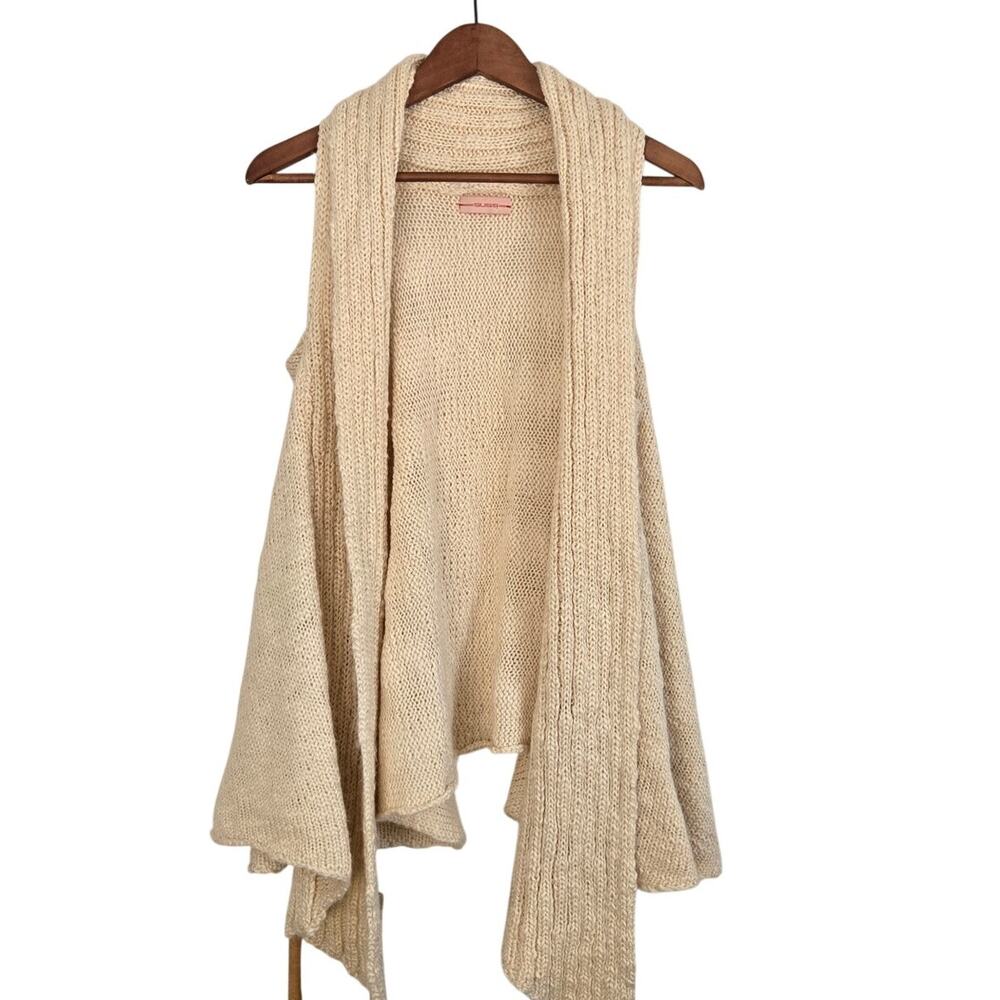 Fairy Grunge Lagenlook Boho Chic Suss Cream Knit Open Front Cardigan One Size